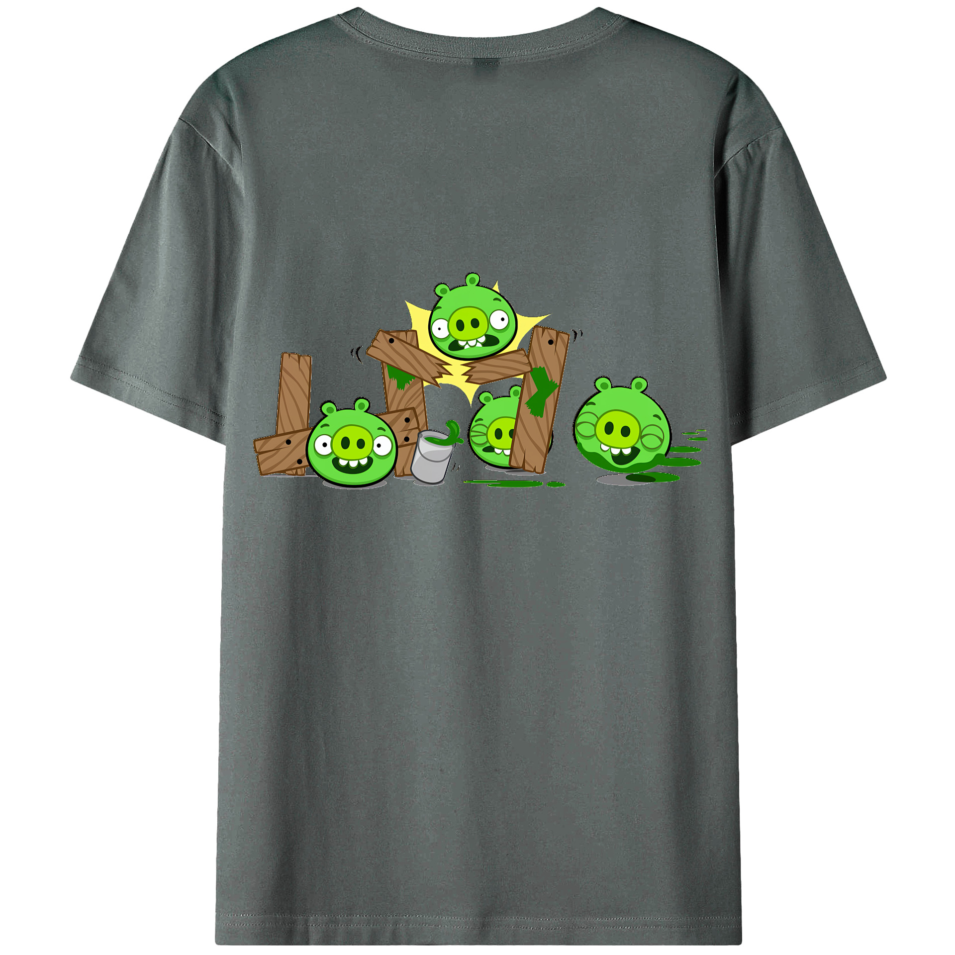 （画像用） Angry Birds アングリーバード 綿100％ メンズ半袖Tシャツ（バックプリント） 通気性